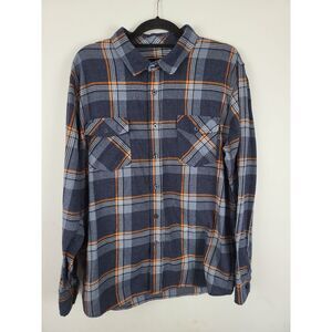 Valor Collective Button Front Long Sleeve Shirt XXL Mens Blue Orange Casual